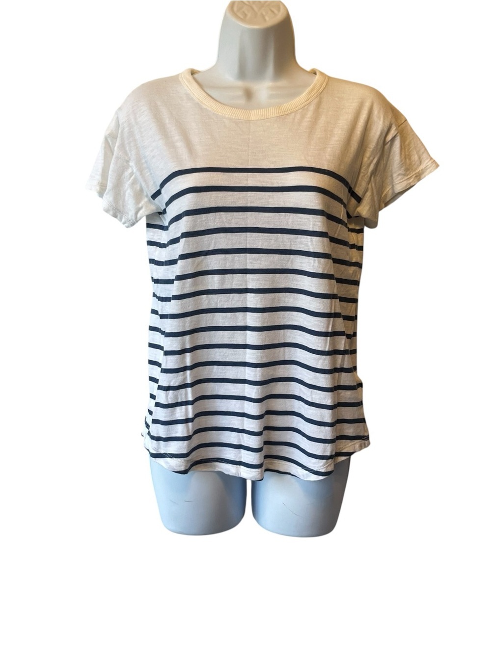 Madewell slub knit short sleeve tee XS Blue white striped Womens top 100% Cotton